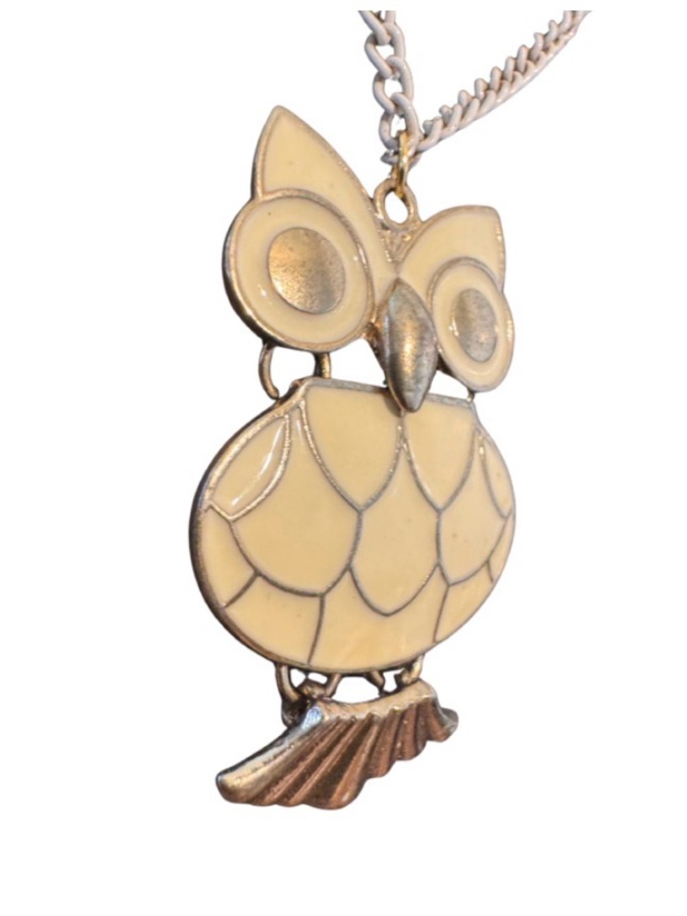 Gold and White Vintage Articulated Owl